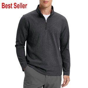 Quarter Zip Pullover Fleece Lined Sweater Mock Neck Activewear Classic Fit